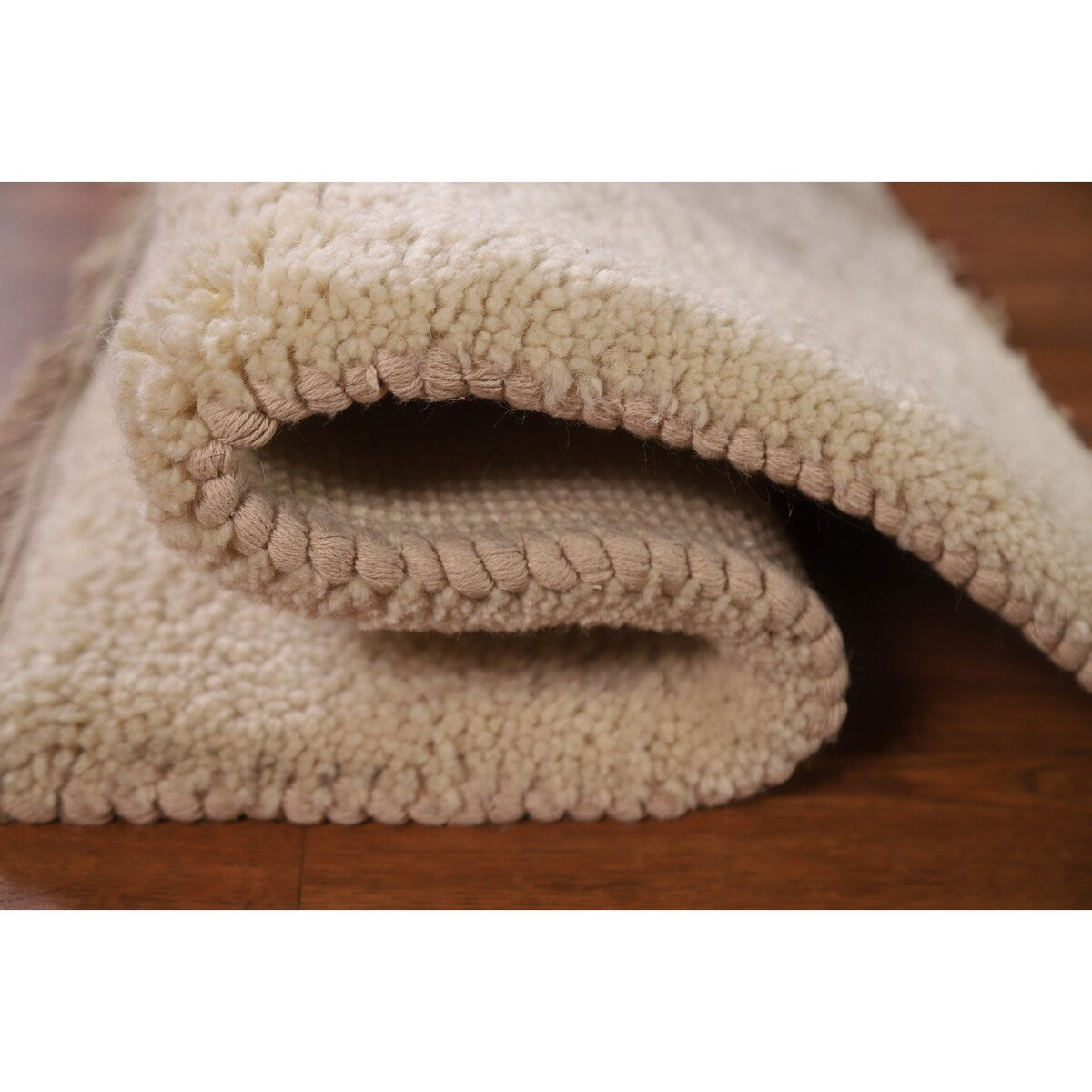 Ivory Solid Contemporary Moroccan Rug Hand-knotted Wool Carpet - 2'0" x 3'0"
