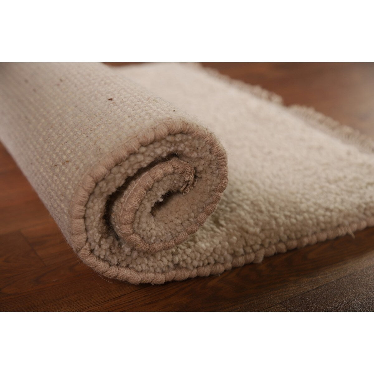 Ivory Solid Contemporary Moroccan Rug Hand-knotted Wool Carpet - 2'0" x 3'0"