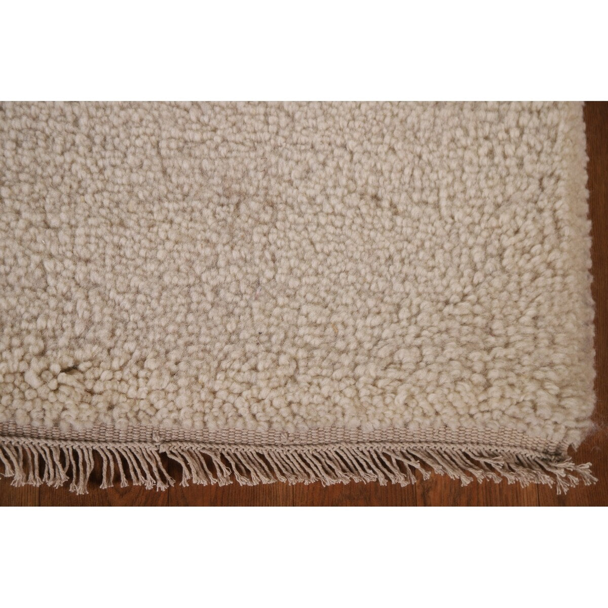 Ivory Solid Contemporary Moroccan Rug Hand-knotted Wool Carpet - 2'0" x 3'0"