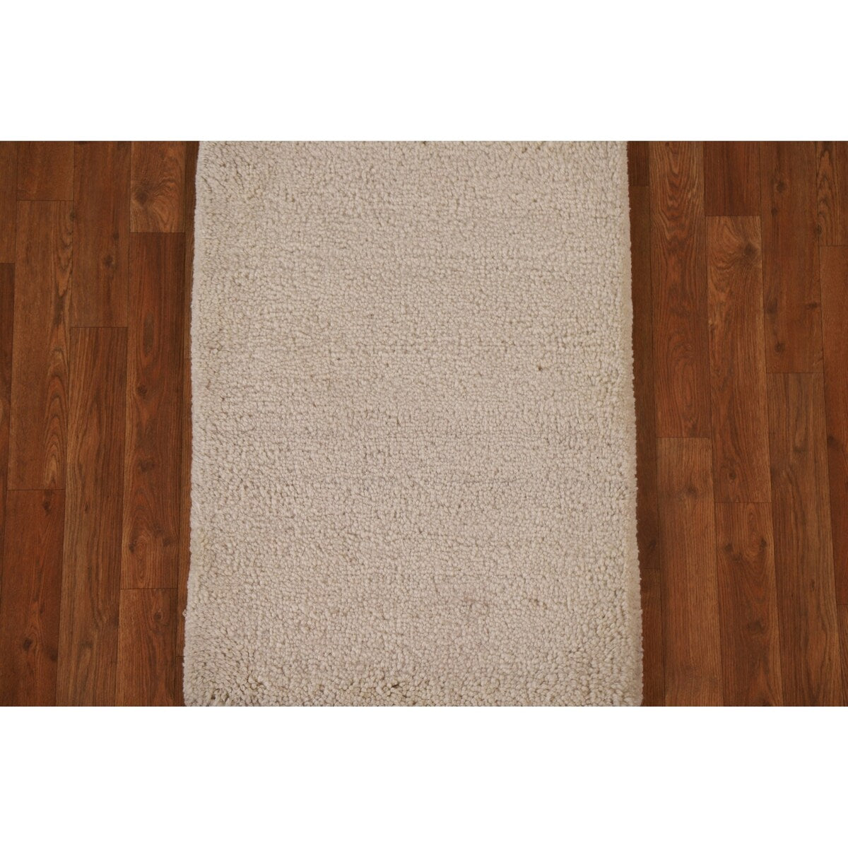 Ivory Solid Contemporary Moroccan Rug Hand-knotted Wool Carpet - 2'0" x 3'0"