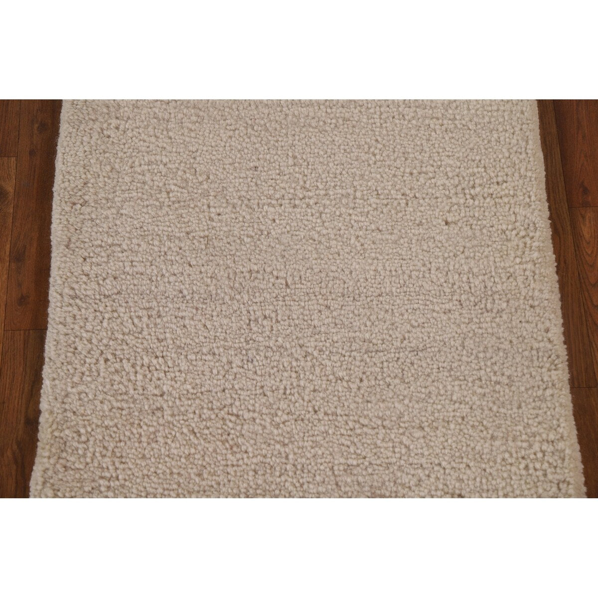 Ivory Solid Contemporary Moroccan Rug Hand-knotted Wool Carpet - 2'0" x 3'0"