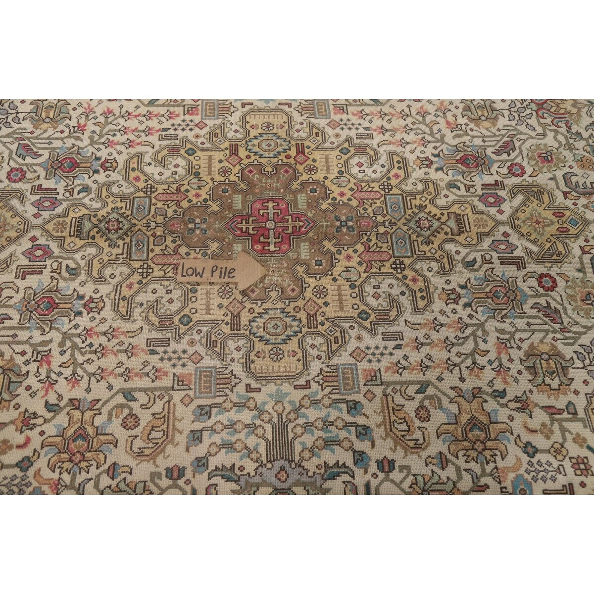 Ivory Tabriz Persian Vintage Area Rug Hand-knotted Wool Carpet - 6'4" x 9'5"