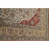 Ivory Tabriz Persian Vintage Area Rug Hand-knotted Wool Carpet - 6'4" x 9'5"