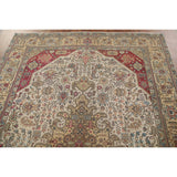 Ivory Tabriz Persian Vintage Area Rug Hand-knotted Wool Carpet - 6'4" x 9'5"