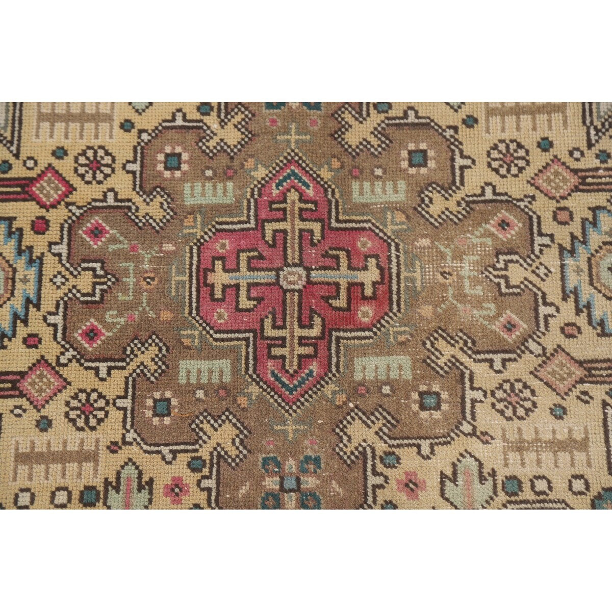 Ivory Tabriz Persian Vintage Area Rug Hand-knotted Wool Carpet - 6'4" x 9'5"