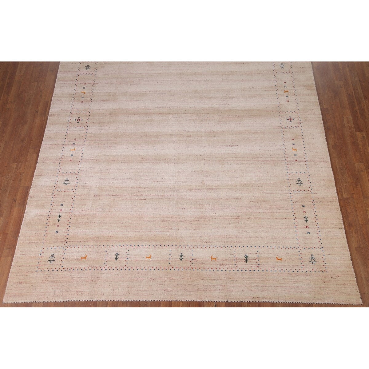 Ivory Tribal Gabbeh Indian Area Rug Hand-knotted Wool Carpet - 9'0" x 11'6"