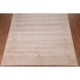 Ivory Tribal Gabbeh Indian Area Rug Hand-knotted Wool Carpet - 9'0" x 11'6"
