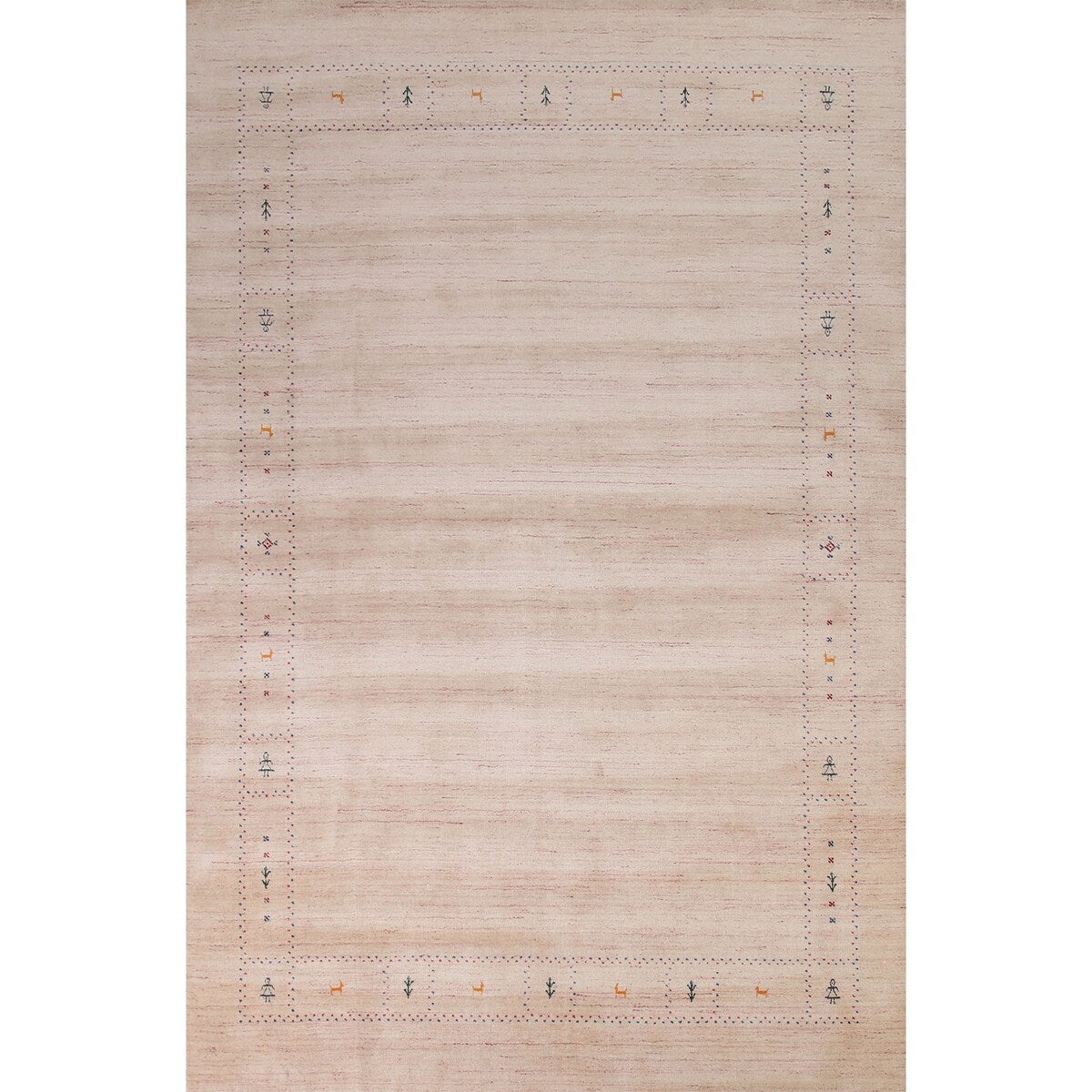 Ivory Tribal Gabbeh Indian Area Rug Hand-knotted Wool Carpet - 9'0" x