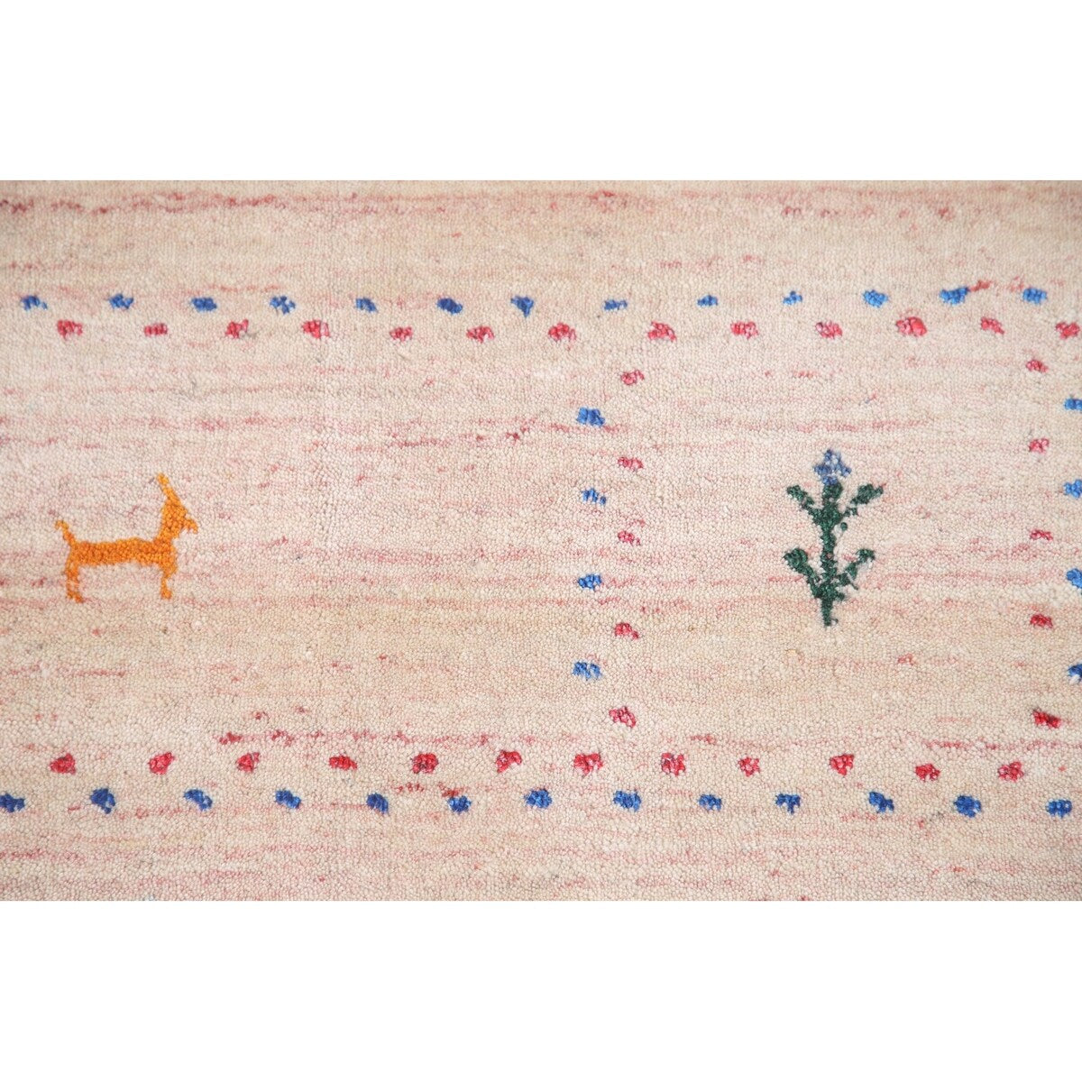 Ivory Tribal Gabbeh Indian Area Rug Hand-knotted Wool Carpet - 9'0" x 11'6"