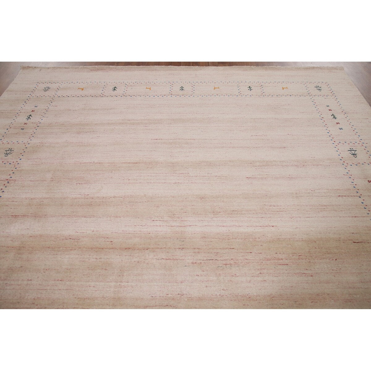Ivory Tribal Gabbeh Indian Area Rug Hand-knotted Wool Carpet - 9'0" x 11'6"