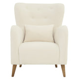 Sagebrook Home Neutral Modern Ivory Winged Back Arm Chair Contemporary Accent Chair - 32" x 35" x 42"