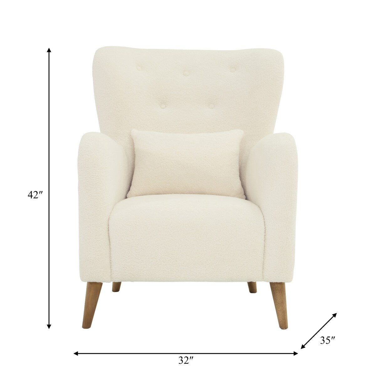 Sagebrook Home Neutral Modern Ivory Winged Back Arm Chair Contemporary Accent Chair - 32" x 35" x 42"