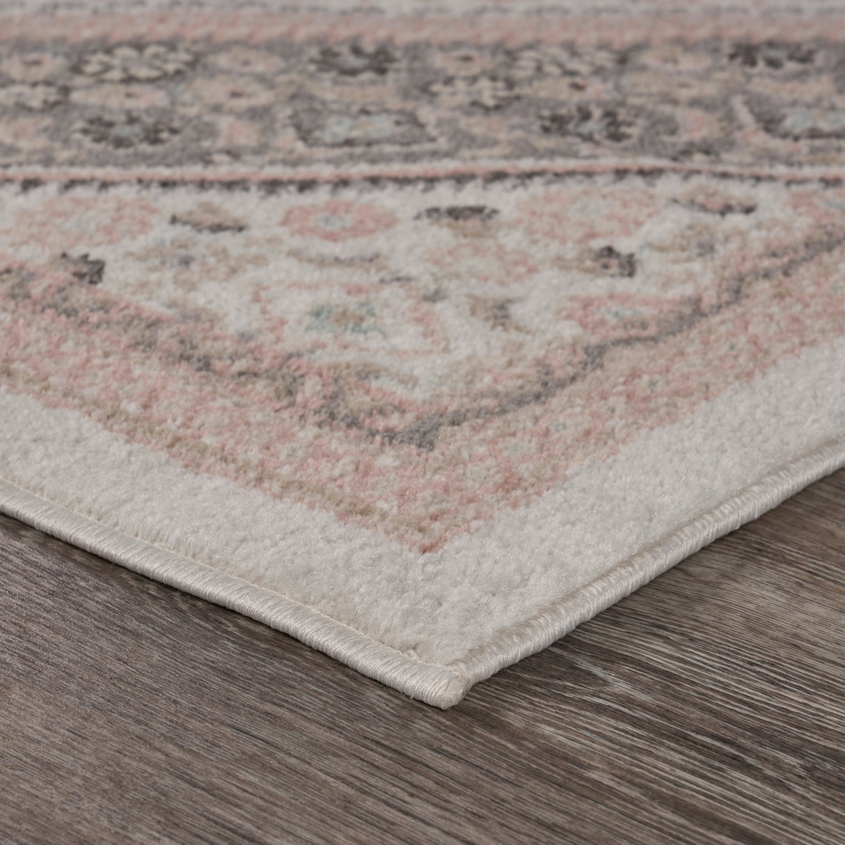 Sevita Gray and Blush Pink Oriental Area Rug