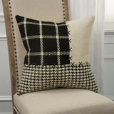Ivory/black Color block Pillow Cover