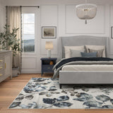 Ivory, Brown, Blue and Gray Chenille High-Low Area Rug 8x10 - 8' x 10'