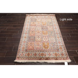 Ivory,Rust Persian Oriental Area Rug Silk Traditional Oriental Area Rug (4x6) - 4'1" x 6'2"