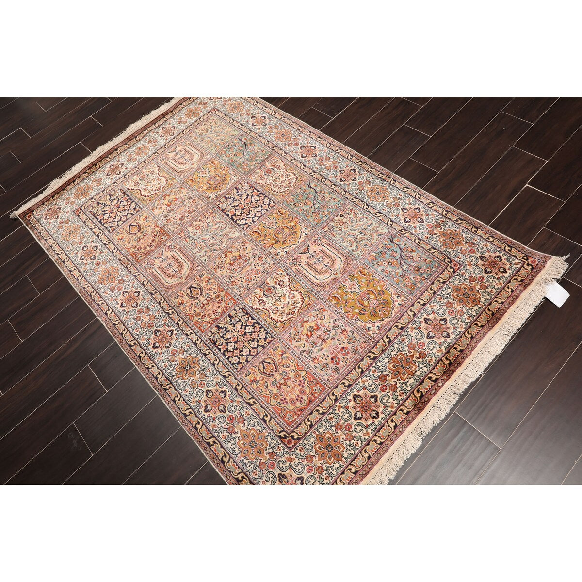 Ivory,Rust Persian Oriental Area Rug Silk Traditional Oriental Area Rug (4x6) - 4'1" x 6'2"