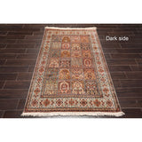 Ivory,Rust Persian Oriental Area Rug Silk Traditional Oriental Area Rug (4x6) - 4'1" x 6'2"