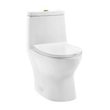 Ivy One Piece Toilet Dual Vortex Flush, Brushed Gold Hardware 1.1/1.6 gpf
