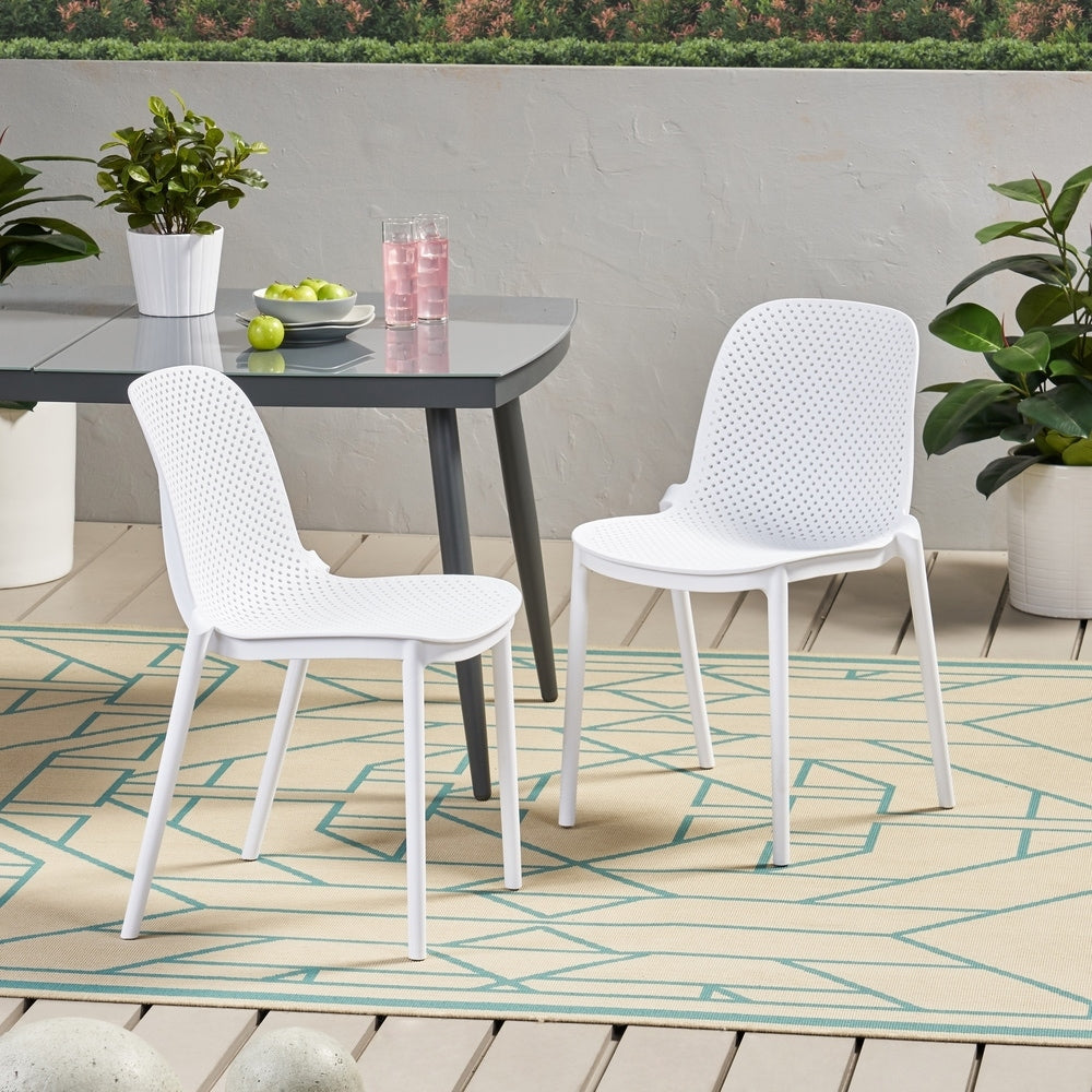Ivy Outdoor Modern Stacking Dining Chair (Set of 2) by Christopher Knight Home - 19.50" W x 21.50" D x 32.00" H