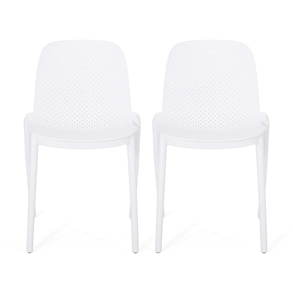 Ivy Outdoor Modern Stacking Dining Chair (Set of 2) by Christopher Knight Home - 19.50" W x 21.50" D x 32.00" H