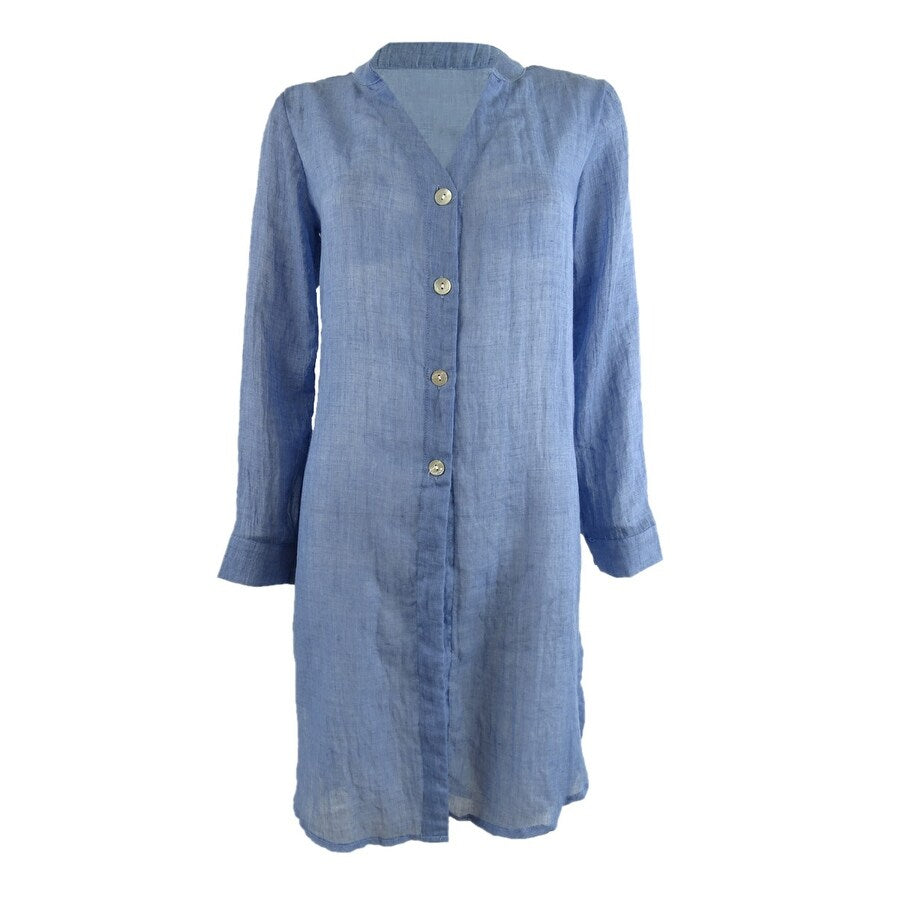 J. Valdi Women's Breeze Shirt Dress Swim Cover-Up (S, Chambray)