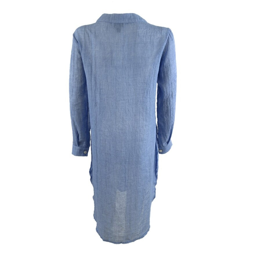 J. Valdi Women's Breeze Shirt Dress Swim Cover-Up (S, Chambray)