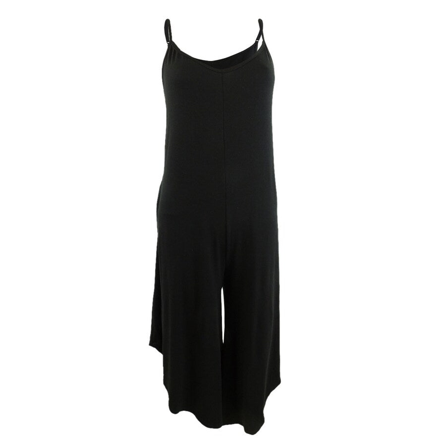 J. Valdi Women's Flowy Jumpsuit Swim Cover-Up (S, Black)