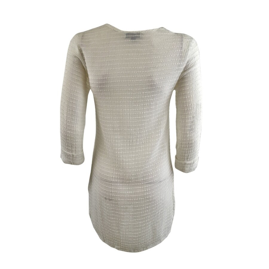 J. Valdi Women's Lace Up Shirt Dress Swim Cover-Up (M, White)