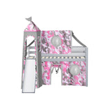 JACKPOT Prince & Princess Low Loft Twin Bed, Ladder Slide Tent & Tower