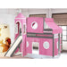 JACKPOT Prince & Princess Low Loft Twin Bed, Ladder Slide Tent & Tower