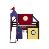 JACKPOT Prince & Princess Low Loft Twin Bed, Ladder Slide Tent & Tower