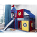 JACKPOT Prince & Princess Low Loft Twin Bed, Ladder Slide Tent & Tower