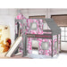 JACKPOT Prince & Princess Low Loft Twin Bed, Ladder Slide Tent & Tower