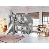 JACKPOT Prince & Princess Low Loft Twin Bed, Ladder Slide Tent & Tower
