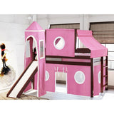 JACKPOT Prince & Princess Low Loft Twin Bed, Ladder Slide Tent & Tower