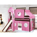 JACKPOT Prince & Princess Low Loft Twin Bed, Ladder Slide Tent & Tower