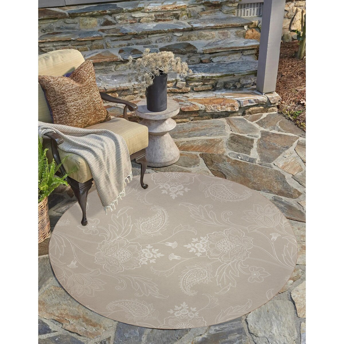 JACOBEAN FLORAL LINEN Outdoor Rug By Kavka Designs