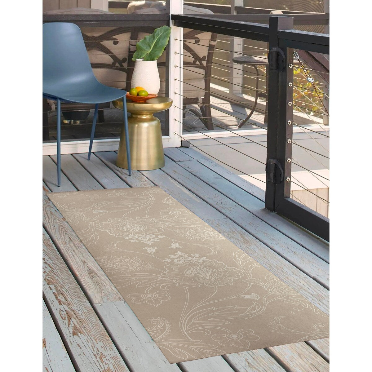 JACOBEAN FLORAL LINEN Outdoor Rug By Kavka Designs