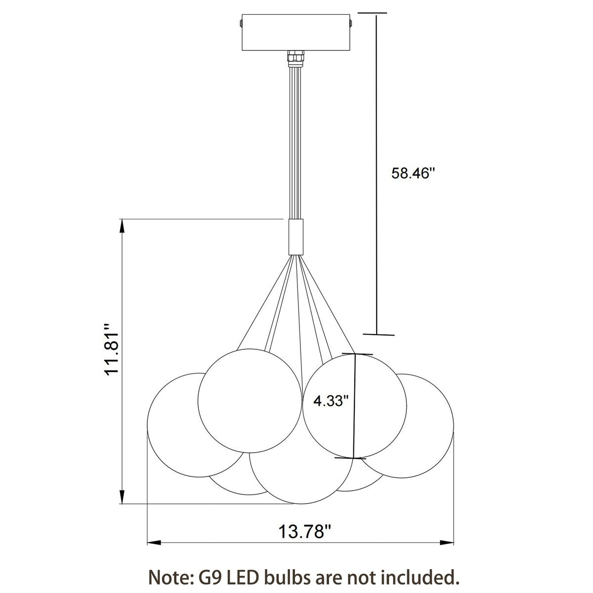 JASIWAY 7-Light 3D Printed Cluster Chandelier Island Pendant