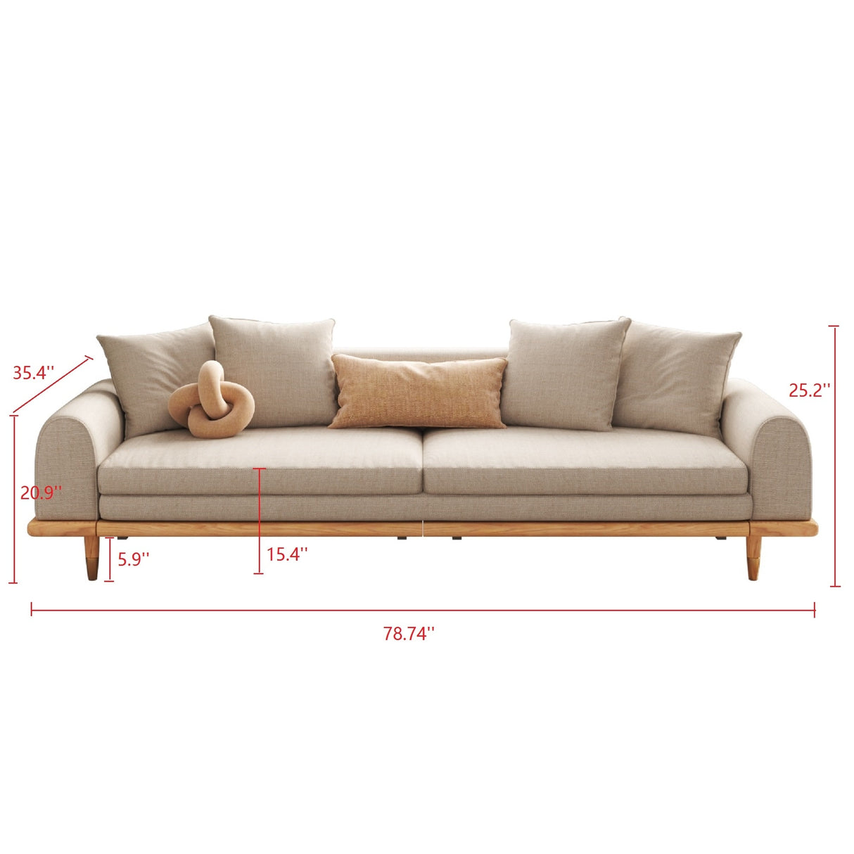 JASIWAY 78.74'' Upholstered Sleeper Sofa, Beige