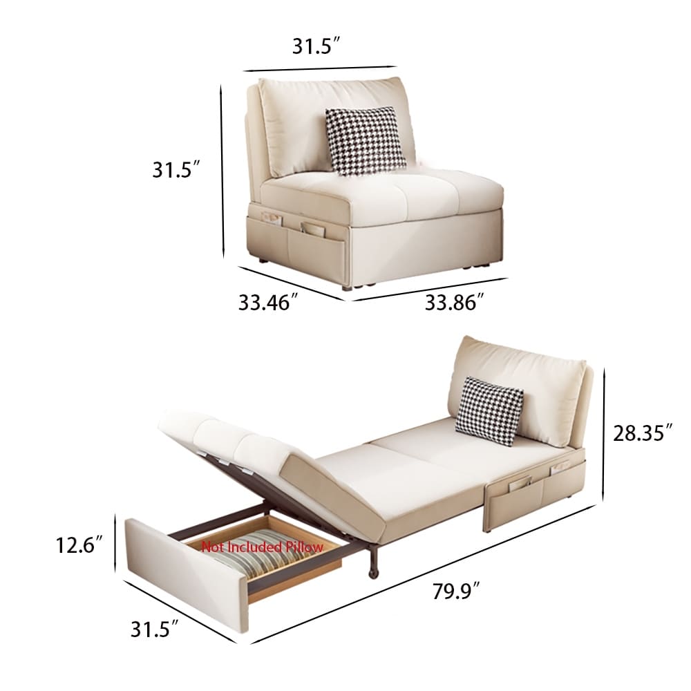 JASIWAY Convertible Sleeper Sofa Chair Bed with Storage