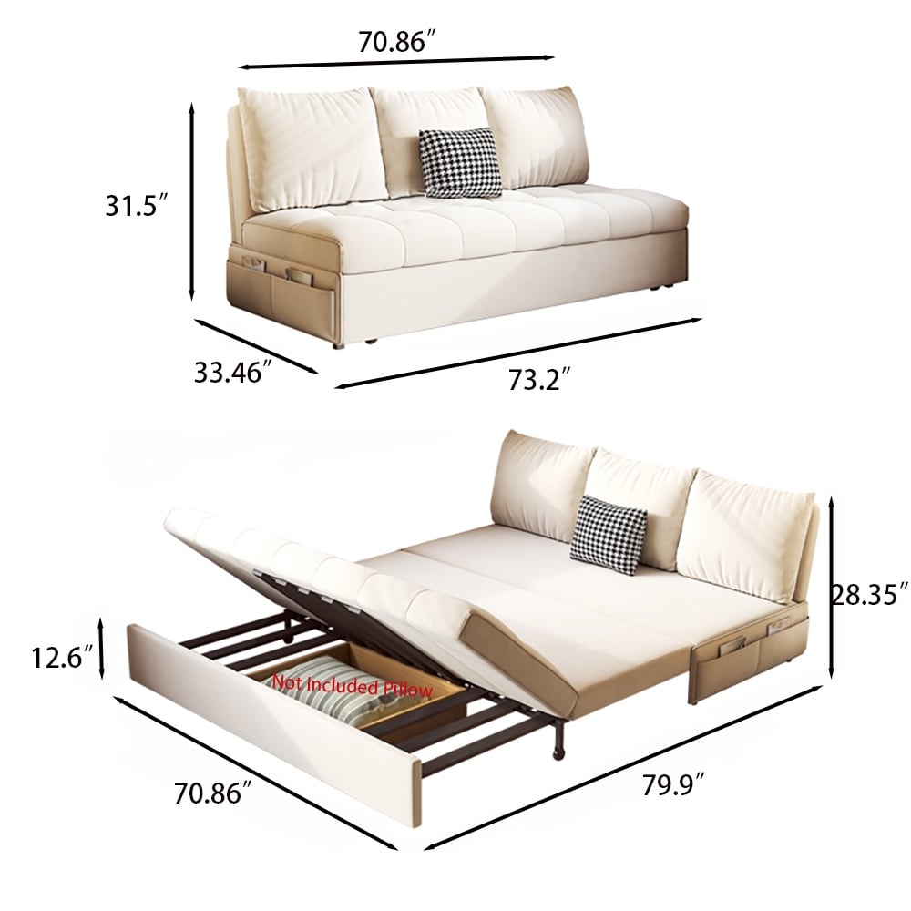 JASIWAY Convertible Sleeper Sofa Chair Bed with Storage