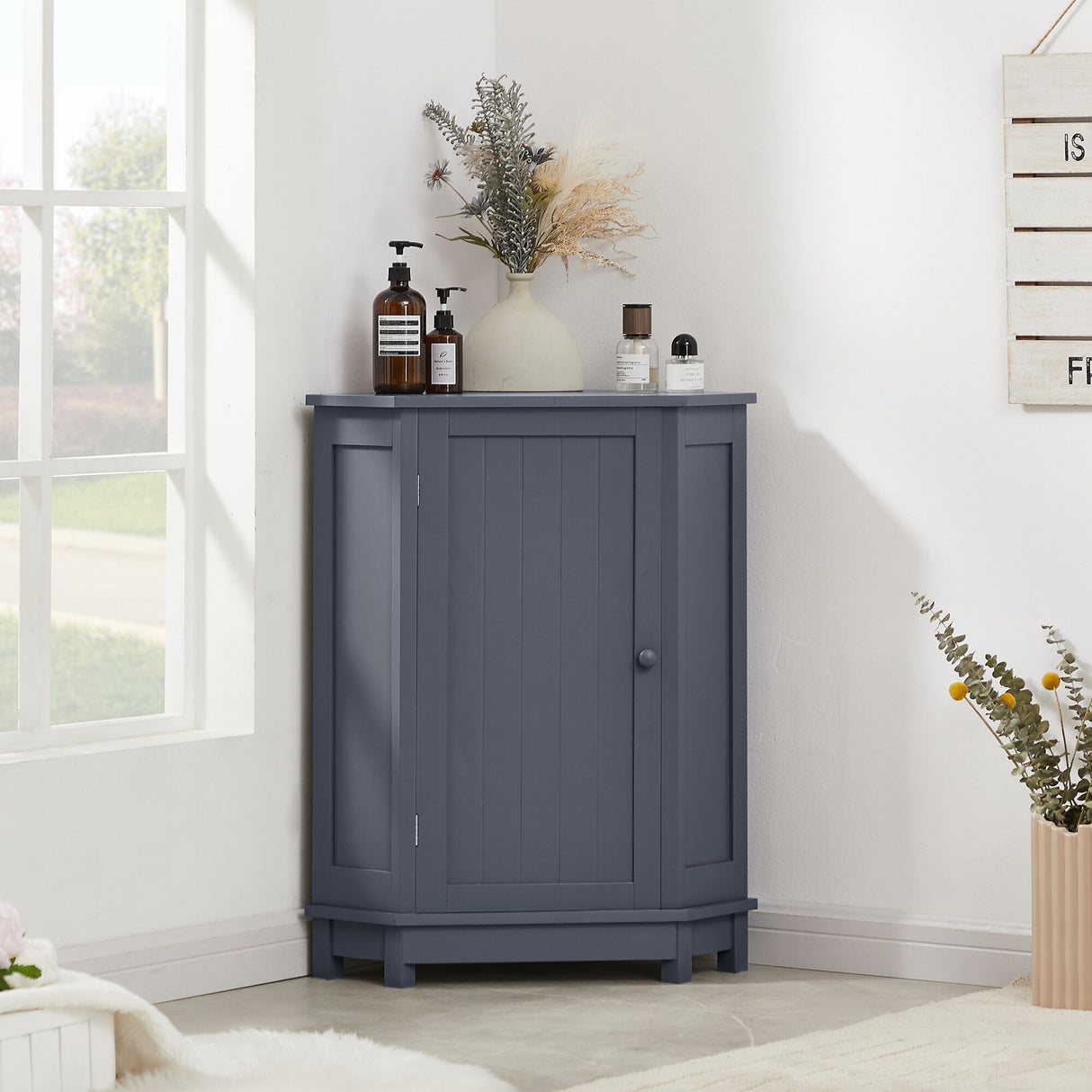 JASIWAY Triangle Bathroom Storage Cabinet with Adjustable Shelves
