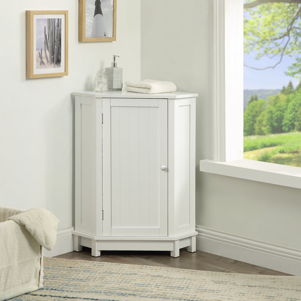 JASIWAY Triangle Bathroom Storage Cabinet with Adjustable Shelves