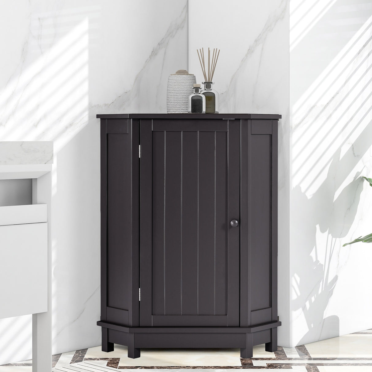 JASIWAY Triangle Bathroom Storage Cabinet with Adjustable Shelves