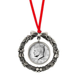 JFK 2021 Half Dollar Wreath Ornament - 2.75" x 2.75" x .0625"