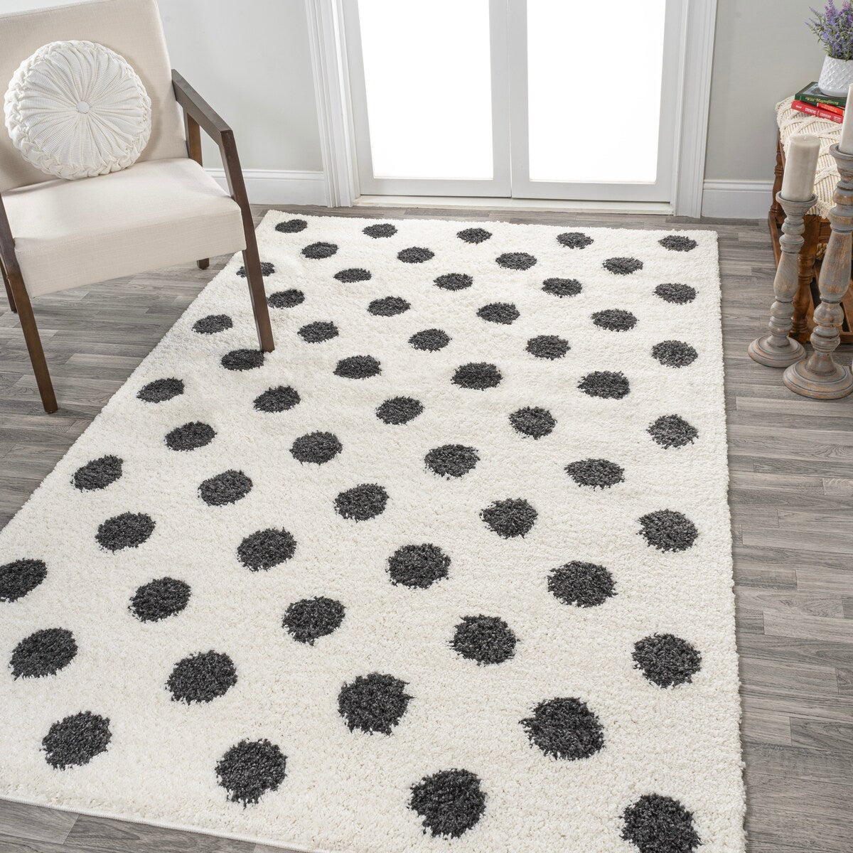 JONATHAN Y Caimari Modern Charcoal Dot Shag Area Rug