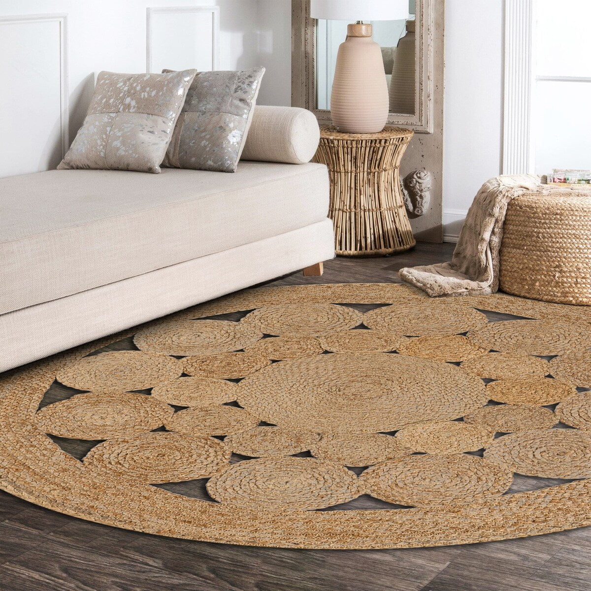 JONATHAN Y Dahlia Round Natural Jute Boho Circle Area Rug