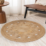 JONATHAN Y Dahlia Round Natural Jute Boho Circle Area Rug
